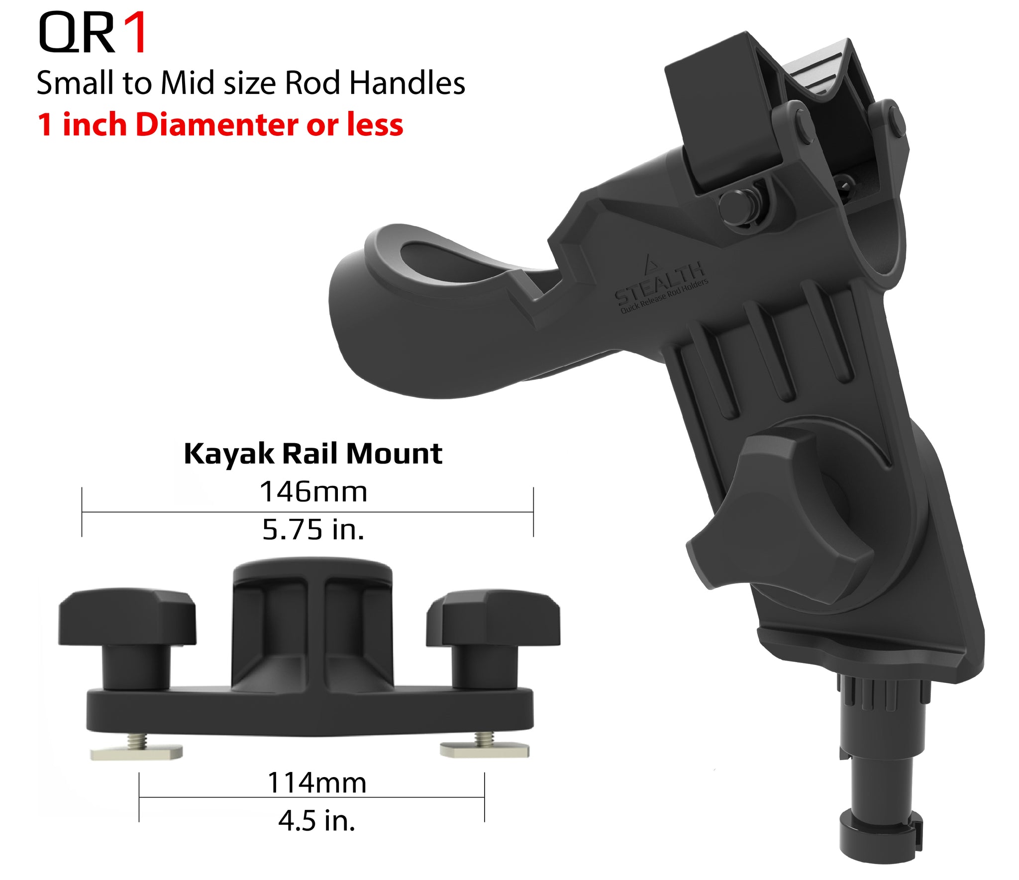 QR-1 with Kayak Rail Mount - Stealth Rod Holders