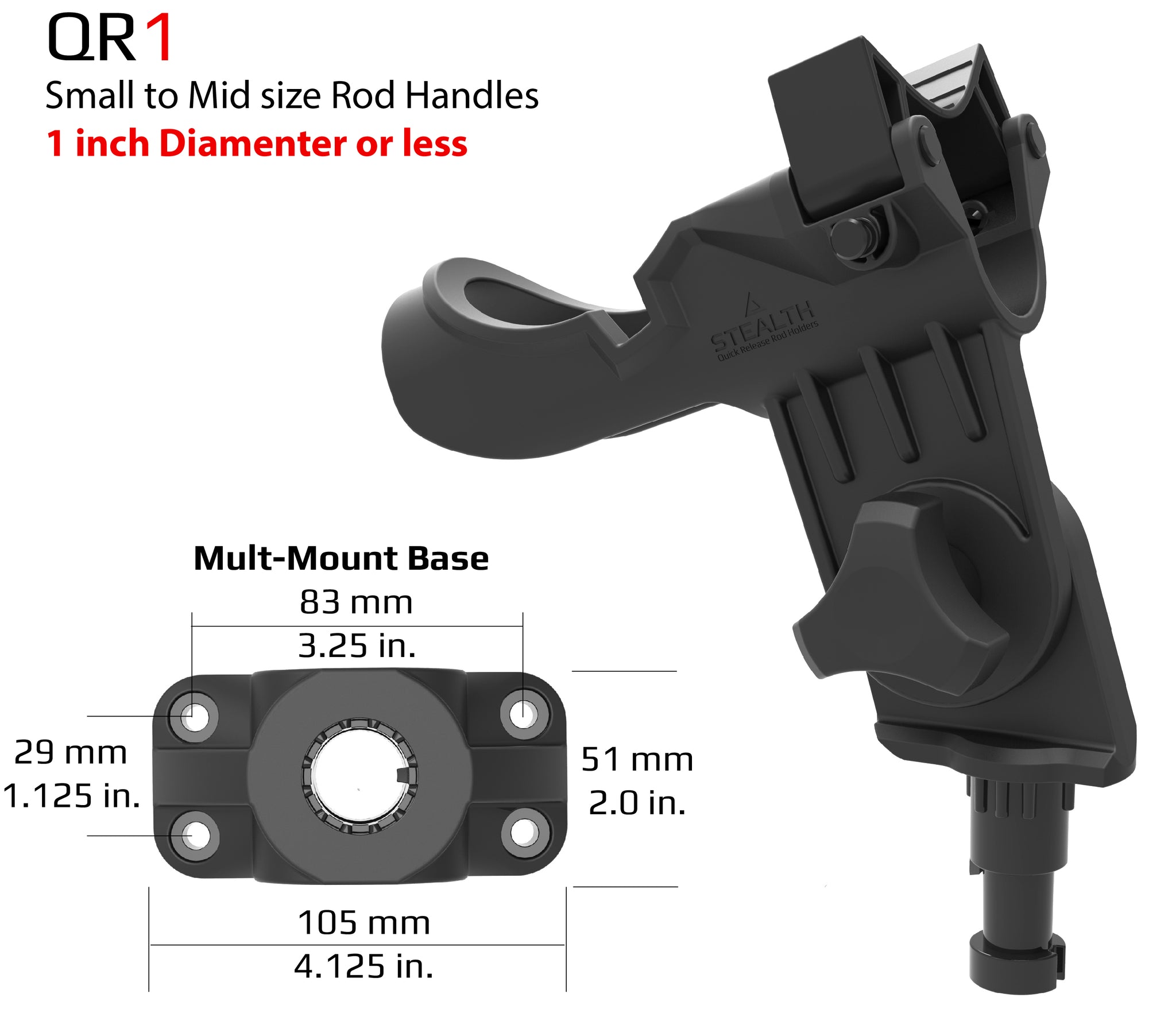 stealth fishing rod holder QR-1 with Multi-Mount Base