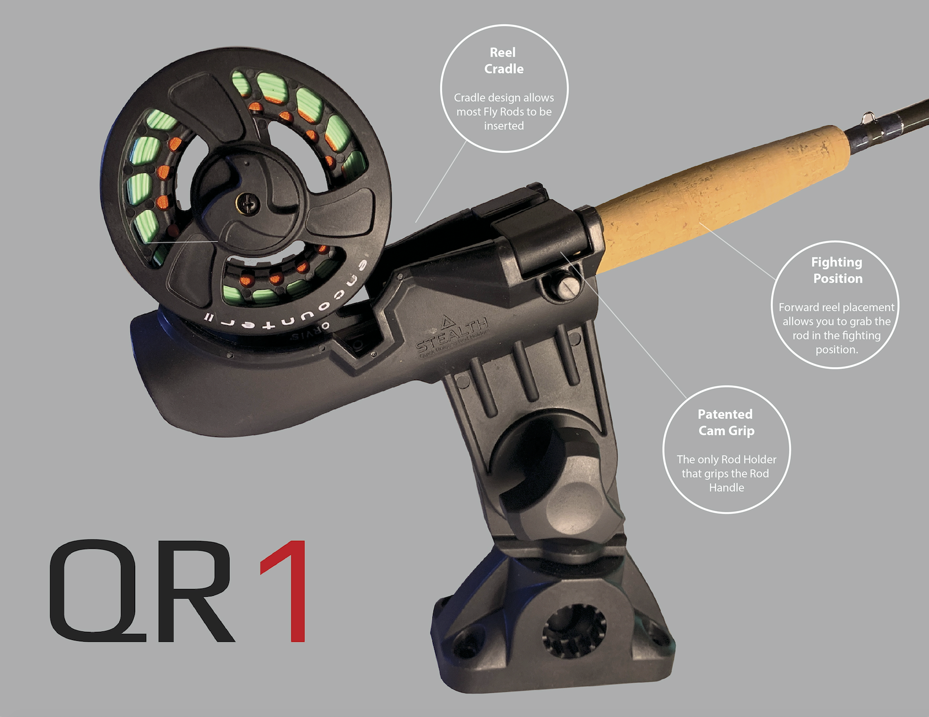 stealth fishing rod holder QR-1 with Multi-Mount Base